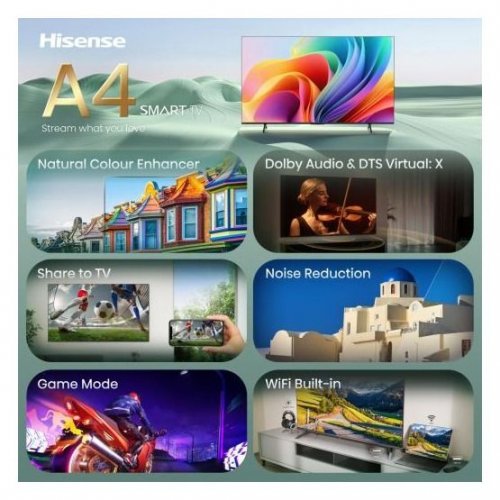 Телевізор Hisense 32" 32A4S Black купити в Україні: Київ, Львів, Хмельницький, Тернопіль, Івано-Франківськ | Низька ціна, відгуки, характеристики від TELEMART фото