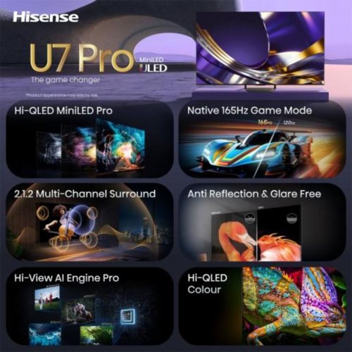 Телевізор Hisense 75" 75U7S PRO Black купити в Україні: Київ, Львів, Хмельницький, Тернопіль, Івано-Франківськ | Низька ціна, відгуки, характеристики від TELEMART фото