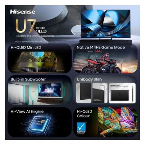 Телевізор Hisense 85" 85U7SE Black купити в Україні: Київ, Львів, Хмельницький, Тернопіль, Івано-Франківськ | Низька ціна, відгуки, характеристики від TELEMART фото
