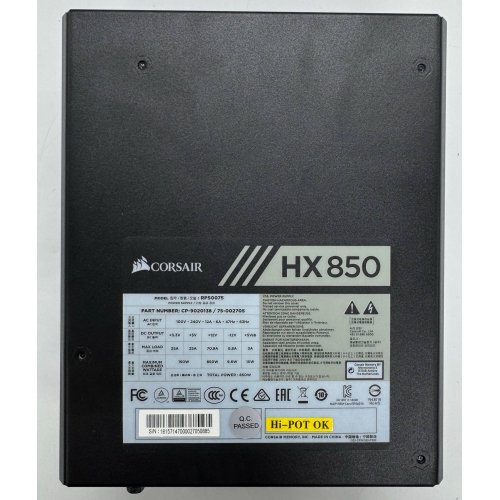 Блок живлення Corsair HX850 850W (CP-9020138) (Відновлено продавцем, 888004) купити в Україні: Київ, Львів, Хмельницький, Тернопіль, Івано-Франківськ | Перевірка сумісності, низька ціна, відгуки, характеристики від TELEMART фото