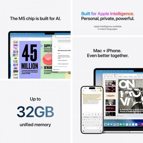 Уценка ноутбук Apple MacBook Air 15" M5 16/512GB 2026 (MDVH4UA/A) Midnight (Витринный образец, 888015) купить в Украине: Киев, Днепр, Харьков, Одесса  | Низкая цена, отзывы, характеристики от TELEMART фото