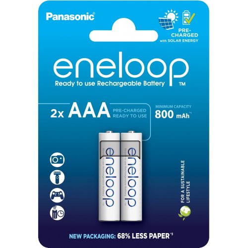 Аккумулятор Panasonic Eneloop AAA 800 mAh NI-MH 2 шт. (BK-4MCDE/2CP) купить в Украине: Киев, Днепр, Харьков, Одесса  | Низкая цена, отзывы, характеристики от TELEMART фото