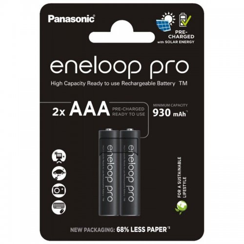Аккумулятор Panasonic Eneloop Pro AAA 930 mAh NI-MH 2 шт. (BK-4HCDE/2CP) купить в Украине: Киев, Днепр, Харьков, Одесса  | Низкая цена, отзывы, характеристики от TELEMART фото