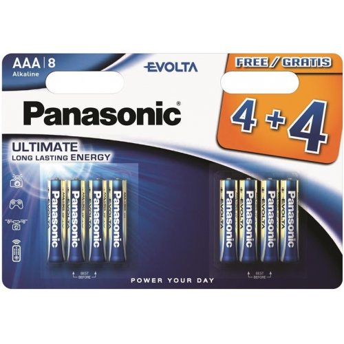 Батарейки Panasonic Evolta AAA Alkaline 8 шт. (LR03EGE/8B4F) купити в Україні: Київ, Львів, Хмельницький, Тернопіль, Івано-Франківськ | Низька ціна, відгуки, характеристики від TELEMART фото
