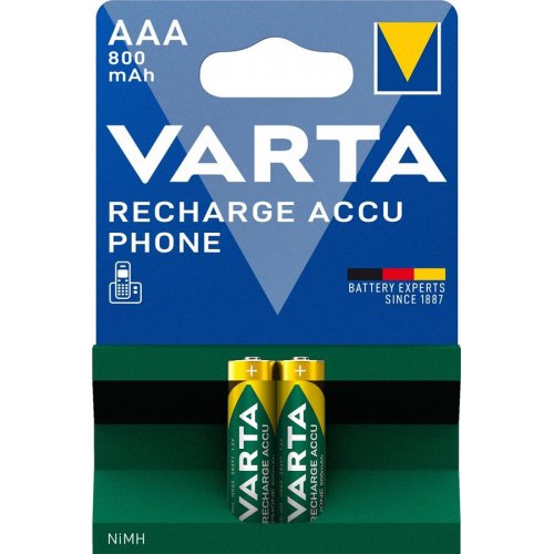 Аккумулятор Varta Phone AAA 800 mAh NI-MH 2 шт. (58398101402) купить в Украине: Киев, Днепр, Харьков, Одесса  | Низкая цена, отзывы, характеристики от TELEMART фото