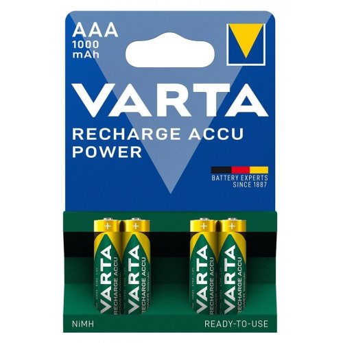 Аккумулятор Varta Power AAA 1000 mAh NI-MH 4 шт. (5703301404) купить в Украине: Киев, Днепр, Харьков, Одесса  | Низкая цена, отзывы, характеристики от TELEMART фото