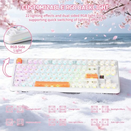 Клавіатура Attack Shark X87 Ultra RGB Meg Shark Switches Wireless (AS-6979033730236-IO) Iced Orange купити в Україні: Київ, Львів, Хмельницький, Тернопіль, Івано-Франківськ | Низька ціна, відгуки, характеристики від TELEMART фото