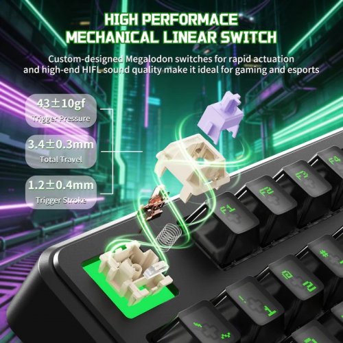 Клавіатура Attack Shark X87 Ultra RGB Meg Shark Switches Wireless (AS-6979033730229-SJ) Shadow Jade купити в Україні: Київ, Львів, Хмельницький, Тернопіль, Івано-Франківськ | Низька ціна, відгуки, характеристики від TELEMART фото