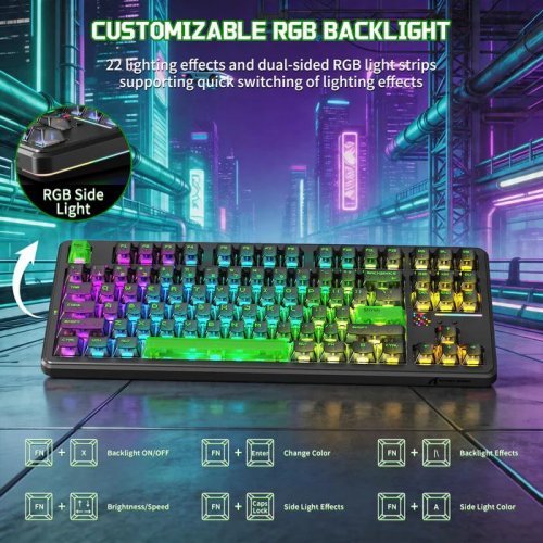 Клавіатура Attack Shark X87 Ultra RGB Meg Shark Switches Wireless (AS-6979033730229-SJ) Shadow Jade купити в Україні: Київ, Львів, Хмельницький, Тернопіль, Івано-Франківськ | Низька ціна, відгуки, характеристики від TELEMART фото
