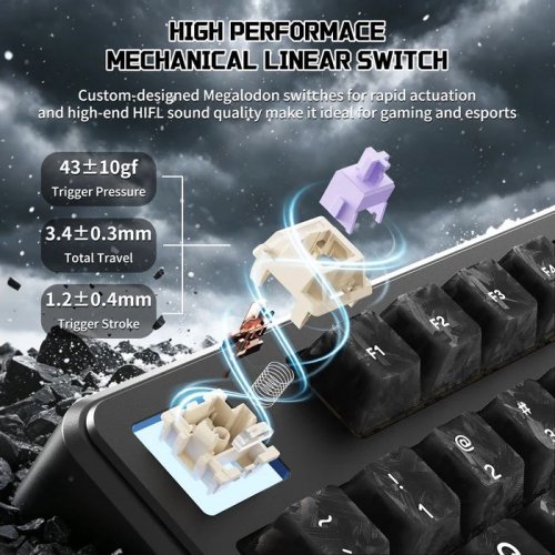Клавіатура Attack Shark X87 Ultra RGB Meg Shark Switches Wireless (AS-6979033730243-FC) Forged Carbon купити в Україні: Київ, Львів, Хмельницький, Тернопіль, Івано-Франківськ | Низька ціна, відгуки, характеристики від TELEMART фото
