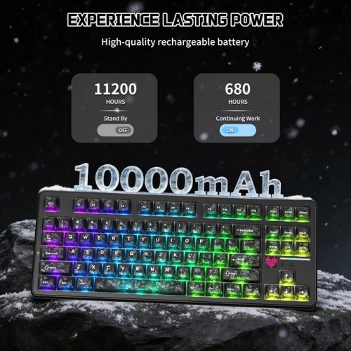 Клавіатура Attack Shark X87 Ultra RGB Meg Shark Switches Wireless (AS-6979033730243-FC) Forged Carbon купити в Україні: Київ, Львів, Хмельницький, Тернопіль, Івано-Франківськ | Низька ціна, відгуки, характеристики від TELEMART фото