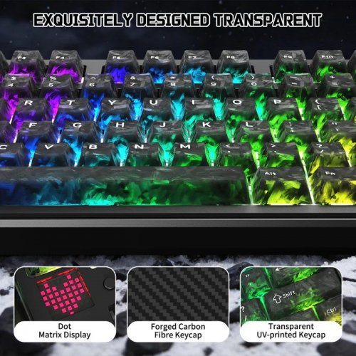 Клавіатура Attack Shark X87 Ultra RGB Meg Shark Switches Wireless (AS-6979033730243-FC) Forged Carbon купити в Україні: Київ, Львів, Хмельницький, Тернопіль, Івано-Франківськ | Низька ціна, відгуки, характеристики від TELEMART фото