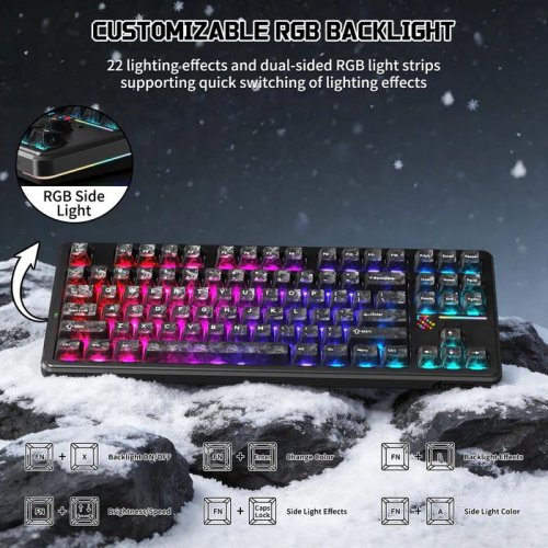 Клавіатура Attack Shark X87 Ultra RGB Meg Shark Switches Wireless (AS-6979033730243-FC) Forged Carbon купити в Україні: Київ, Львів, Хмельницький, Тернопіль, Івано-Франківськ | Низька ціна, відгуки, характеристики від TELEMART фото