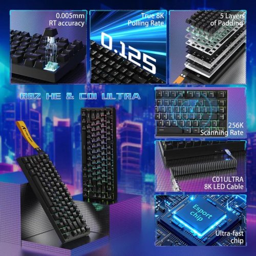 Клавіатура Attack Shark R82 RGB HE Magnetic Switches (AS-6979033730212-MN) Moon Night купити в Україні: Київ, Львів, Хмельницький, Тернопіль, Івано-Франківськ | Низька ціна, відгуки, характеристики від TELEMART фото
