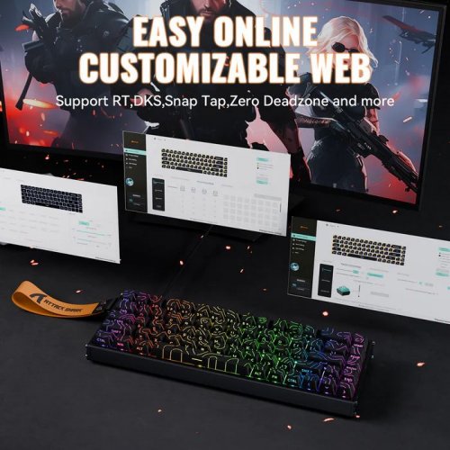 Клавіатура Attack Shark X68 RGB MAX HE Magnetic Linear Switches (AS-6972792470740-BCL) Black Contour Line купити в Україні: Київ, Львів, Хмельницький, Тернопіль, Івано-Франківськ | Низька ціна, відгуки, характеристики від TELEMART фото