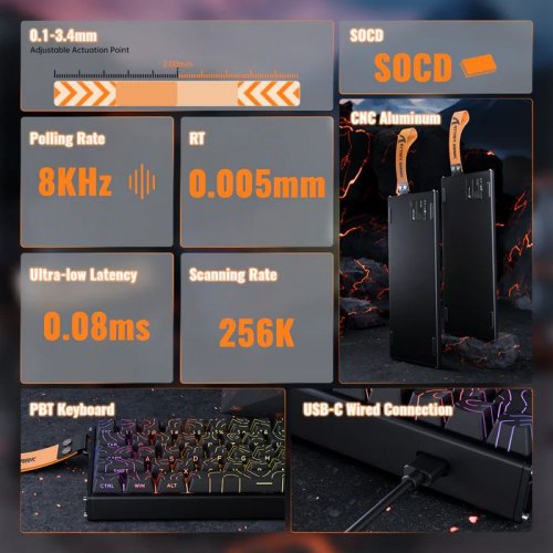 Клавіатура Attack Shark X68 RGB MAX HE Magnetic Linear Switches (AS-6972792470740-BCL) Black Contour Line купити в Україні: Київ, Львів, Хмельницький, Тернопіль, Івано-Франківськ | Низька ціна, відгуки, характеристики від TELEMART фото