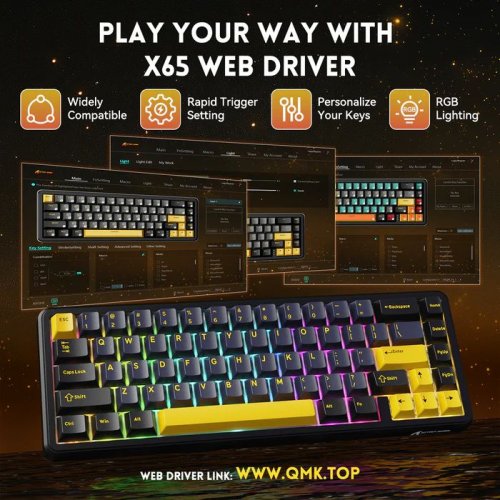 Клавіатура Attack Shark X65 RGB HE Magnetic Switch (AS-6972792470535-SB-UA) Starry Black купити в Україні: Київ, Львів, Хмельницький, Тернопіль, Івано-Франківськ | Низька ціна, відгуки, характеристики від TELEMART фото