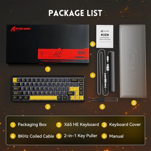 Клавіатура Attack Shark X65 RGB HE Magnetic Switch (AS-6972792470535-SB-UA) Starry Black купити в Україні: Київ, Львів, Хмельницький, Тернопіль, Івано-Франківськ | Низька ціна, відгуки, характеристики від TELEMART фото