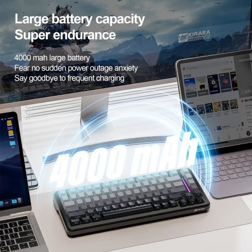 Клавіатура Attack Shark M86 RGB Linear Blueberry Switch Wireless (AS-6972792470474-CW-UA) Cheese White купити в Україні: Київ, Львів, Хмельницький, Тернопіль, Івано-Франківськ | Низька ціна, відгуки, характеристики від TELEMART фото