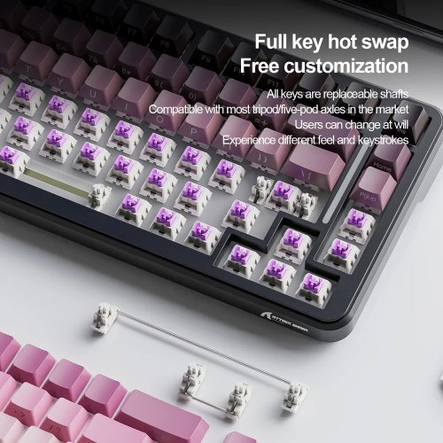 Клавіатура Attack Shark M86 RGB Linear Blueberry Switch Wireless (AS-6972792470474-CW-UA) Cheese White купити в Україні: Київ, Львів, Хмельницький, Тернопіль, Івано-Франківськ | Низька ціна, відгуки, характеристики від TELEMART фото