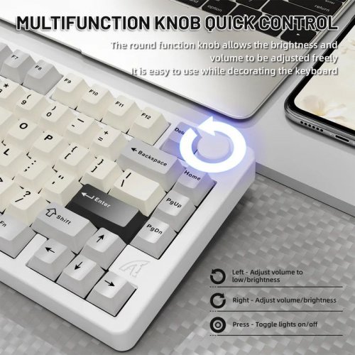 Клавіатура Attack Shark X86 RGB Custom Matcha Switch Wireless (AS-6972792470450-SW-UA) Starry White купити в Україні: Київ, Львів, Хмельницький, Тернопіль, Івано-Франківськ | Низька ціна, відгуки, характеристики від TELEMART фото