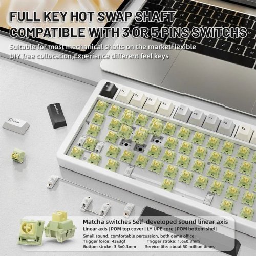 Клавіатура Attack Shark X86 RGB Custom Matcha Switch Wireless (AS-6972792470450-SW-UA) Starry White купити в Україні: Київ, Львів, Хмельницький, Тернопіль, Івано-Франківськ | Низька ціна, відгуки, характеристики від TELEMART фото