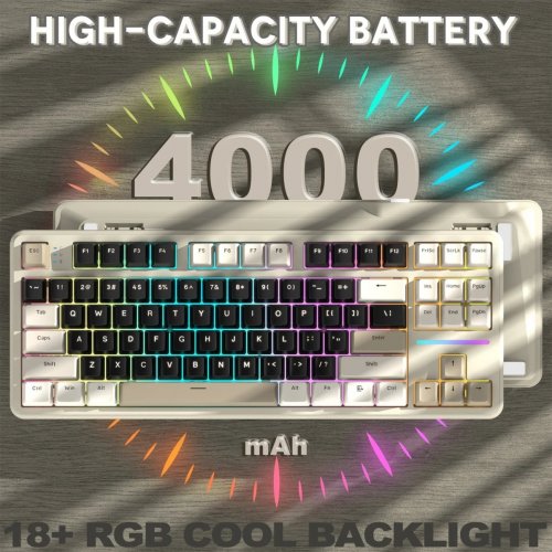 Клавіатура Attack Shark X87 RGB Linear Strawberry Switch Wireless (AS-6972792471471-CW-UA) Cheese White купити в Україні: Київ, Львів, Хмельницький, Тернопіль, Івано-Франківськ | Низька ціна, відгуки, характеристики від TELEMART фото
