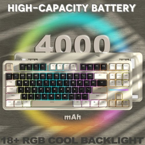 Клавіатура Attack Shark X87 RGB Linear Strawberry Switch Wireless (AS-6972792471471-CW-UA) Cheese White купити в Україні: Київ, Львів, Хмельницький, Тернопіль, Івано-Франківськ | Низька ціна, відгуки, характеристики від TELEMART фото