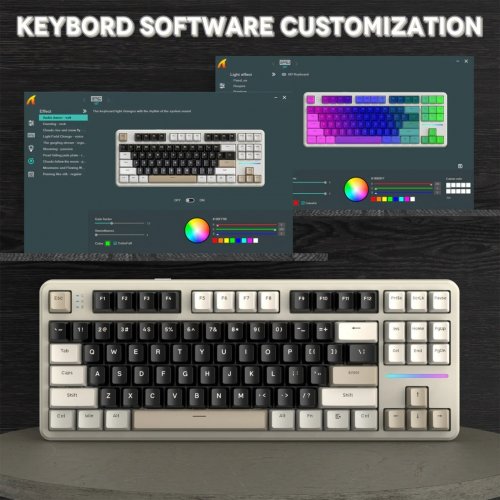 Клавіатура Attack Shark X87 RGB Linear Strawberry Switch Wireless (AS-6972792471471-CW-UA) Cheese White купити в Україні: Київ, Львів, Хмельницький, Тернопіль, Івано-Франківськ | Низька ціна, відгуки, характеристики від TELEMART фото