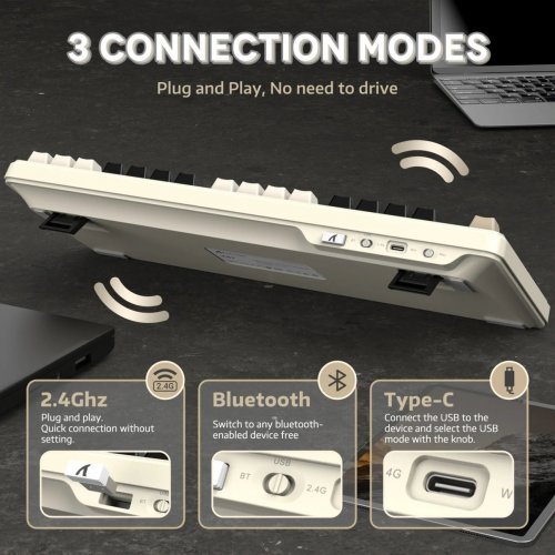 Клавіатура Attack Shark X87 RGB Linear Strawberry Switch Wireless (AS-6972792471471-CW-UA) Cheese White купити в Україні: Київ, Львів, Хмельницький, Тернопіль, Івано-Франківськ | Низька ціна, відгуки, характеристики від TELEMART фото