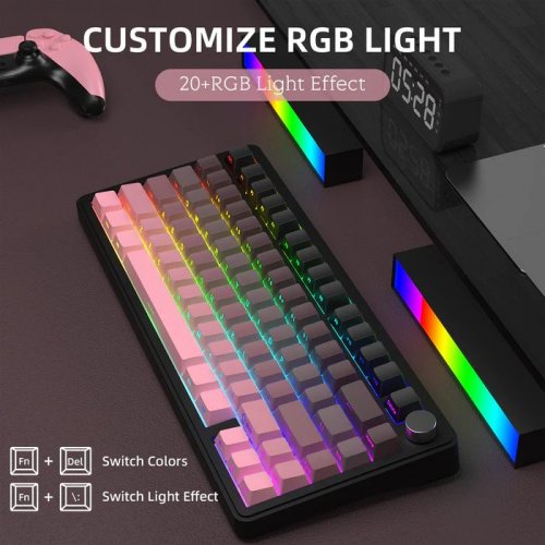 Клавіатура Attack Shark X85 RGB Linear White Jade Switch Wireless (AS-6972792471587-GP) Gradient Pink купити в Україні: Київ, Львів, Хмельницький, Тернопіль, Івано-Франківськ | Низька ціна, відгуки, характеристики від TELEMART фото