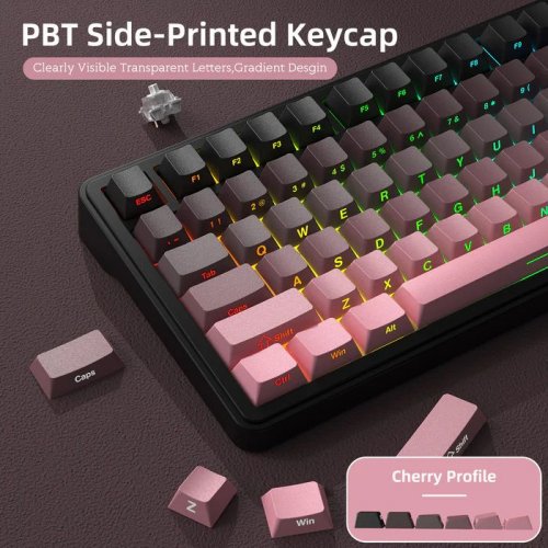 Клавіатура Attack Shark X85 RGB Linear White Jade Switch Wireless (AS-6972792471587-GP) Gradient Pink купити в Україні: Київ, Львів, Хмельницький, Тернопіль, Івано-Франківськ | Низька ціна, відгуки, характеристики від TELEMART фото
