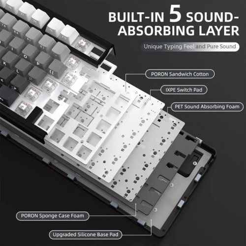 Клавіатура Attack Shark X85 RGB Linear White Jade Switch Wireless (AS-6972792471570-GB) Gradient Black купити в Україні: Київ, Львів, Хмельницький, Тернопіль, Івано-Франківськ | Низька ціна, відгуки, характеристики від TELEMART фото