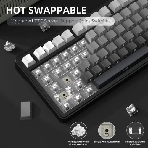 Клавіатура Attack Shark X85 RGB Linear White Jade Switch Wireless (AS-6972792471570-GB) Gradient Black купити в Україні: Київ, Львів, Хмельницький, Тернопіль, Івано-Франківськ | Низька ціна, відгуки, характеристики від TELEMART фото