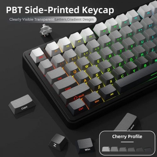 Клавіатура Attack Shark X85 RGB Linear White Jade Switch Wireless (AS-6972792471570-GB) Gradient Black купити в Україні: Київ, Львів, Хмельницький, Тернопіль, Івано-Франківськ | Низька ціна, відгуки, характеристики від TELEMART фото