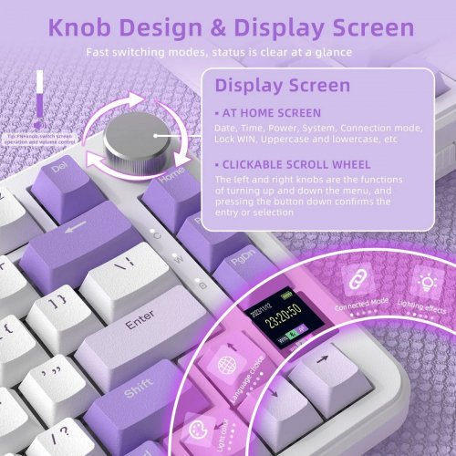 Клавіатура Attack Shark X85 Pro RGB Linear Blueberry Switch Wireless (AS-6972792470320-L-UA) Lavender купити в Україні: Київ, Львів, Хмельницький, Тернопіль, Івано-Франківськ | Низька ціна, відгуки, характеристики від TELEMART фото