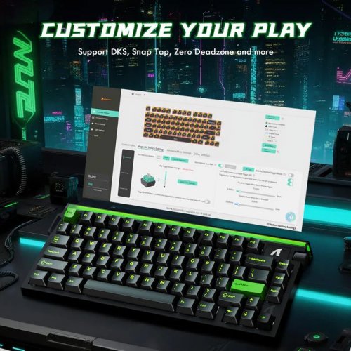 Клавіатура Attack Shark R85 RGB HE Magnetic Purple Mandrel Switches (AS-6972792472539-F-UA) Fluorescent Green купити в Україні: Київ, Львів, Хмельницький, Тернопіль, Івано-Франківськ | Низька ціна, відгуки, характеристики від TELEMART фото