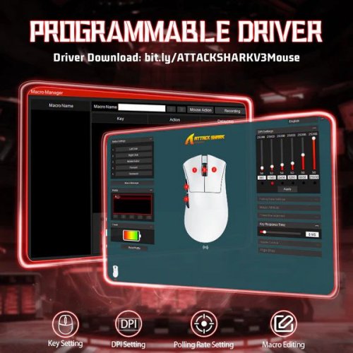 Миша Attack Shark V3 Wireless (AS-6972792472607-W) White купити в Україні: Київ, Львів, Хмельницький, Тернопіль, Івано-Франківськ | Низька ціна, відгуки, характеристики від TELEMART фото