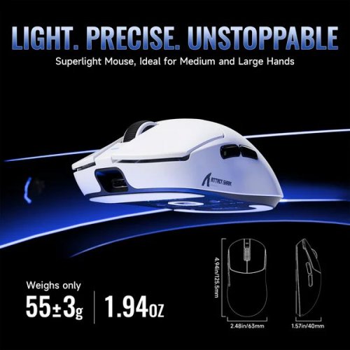 Миша Attack Shark X8 Ultimate Wireless (AS-6979033730090-W) White купити в Україні: Київ, Львів, Хмельницький, Тернопіль, Івано-Франківськ | Низька ціна, відгуки, характеристики від TELEMART фото