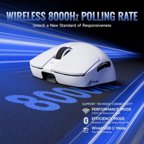 Миша Attack Shark X8 Ultimate Wireless (AS-6979033730090-W) White купити в Україні: Київ, Львів, Хмельницький, Тернопіль, Івано-Франківськ | Низька ціна, відгуки, характеристики від TELEMART фото
