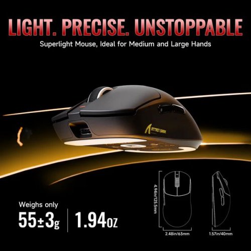 Миша Attack Shark X8 Ultimate Wireless (AS-6979033730106-B) Black купити в Україні: Київ, Львів, Хмельницький, Тернопіль, Івано-Франківськ | Низька ціна, відгуки, характеристики від TELEMART фото