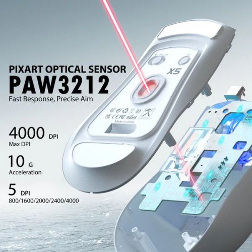Миша Attack Shark X5 Wireless (AS-6972792471013-W) White купити в Україні: Київ, Львів, Хмельницький, Тернопіль, Івано-Франківськ | Низька ціна, відгуки, характеристики від TELEMART фото