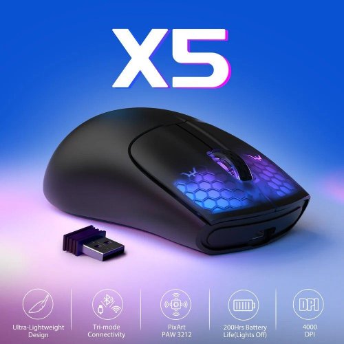 Миша Attack Shark X5 Wireless (AS-6972792471013-B) Black купити в Україні: Київ, Львів, Хмельницький, Тернопіль, Івано-Франківськ | Низька ціна, відгуки, характеристики від TELEMART фото