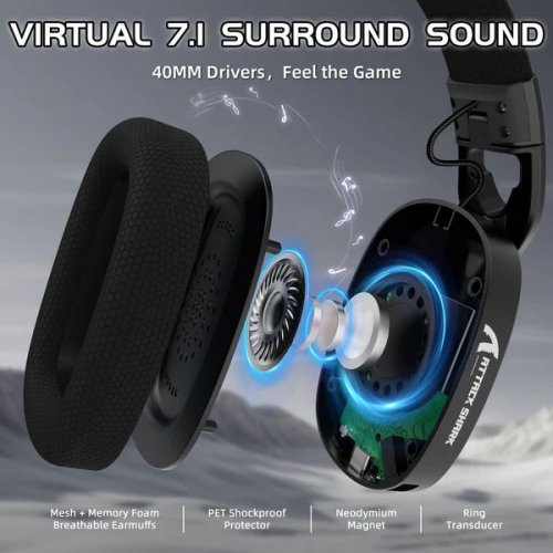 Наушники Attack Shark L90 Wireless (AS-6979033730076-B) Black купить в Украине: Киев, Днепр, Харьков, Одесса  | Низкая цена, отзывы, характеристики от TELEMART фото