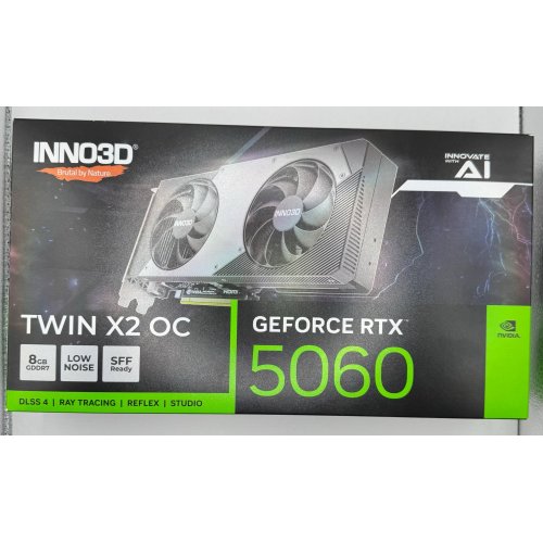 Відеокарта Inno3D GeForce RTX 5060 X2 OC 8192MB (N50602-08D7X-195070N) (Відновлено продавцем, 888353) купити в Україні: Київ, Львів, Хмельницький, Тернопіль, Івано-Франківськ | Перевірка сумісності, низька ціна, відгуки, характеристики від TELEMART фото