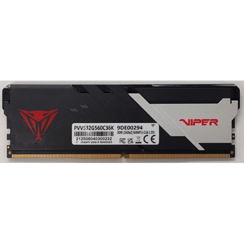 Озп Patriot DDR5 16GB 5600Mhz Viper Venom (PVV516G560C36K) (Відновлено продавцем, 888434) купити в Україні: Київ, Львів, Хмельницький, Тернопіль, Івано-Франківськ | Перевірка сумісності, низька ціна, відгуки, характеристики від TELEMART фото