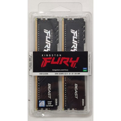 Озу Kingston DDR4 64GB (2x32GB) 3200Mhz FURY Beast Black (KF432C16BBK2/64) (Восстановлено продавцом, 888458) купить в Украине: Киев, Днепр, Харьков, Одесса  | Проверка совместимости, низкая цена, отзывы, характеристики от TELEMART фото