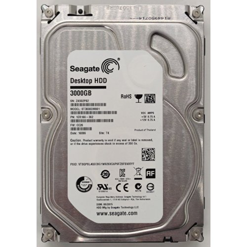 Жорсткий диск Seagate Barracuda 7200.14 3TB 64MB 7200RPM 3.5" (ST3000DM001) (Відновлено продавцем, 888462) купити в Україні: Київ, Львів, Хмельницький, Тернопіль, Івано-Франківськ | Перевірка сумісності, низька ціна, відгуки, характеристики від TELEMART фото