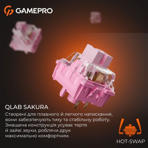 Клавиатура GamePro MK130 V2 Infinity QLAB Sakura (MK130-V2-B-QS) Black купить в Украине: Киев, Днепр, Харьков, Одесса  | Низкая цена, отзывы, характеристики от TELEMART фото