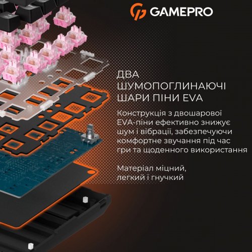 Клавиатура GamePro MK160 V2 Warden QLAB Sakura (MK160-V2-B-QS) Black купить в Украине: Киев, Днепр, Харьков, Одесса  | Низкая цена, отзывы, характеристики от TELEMART фото